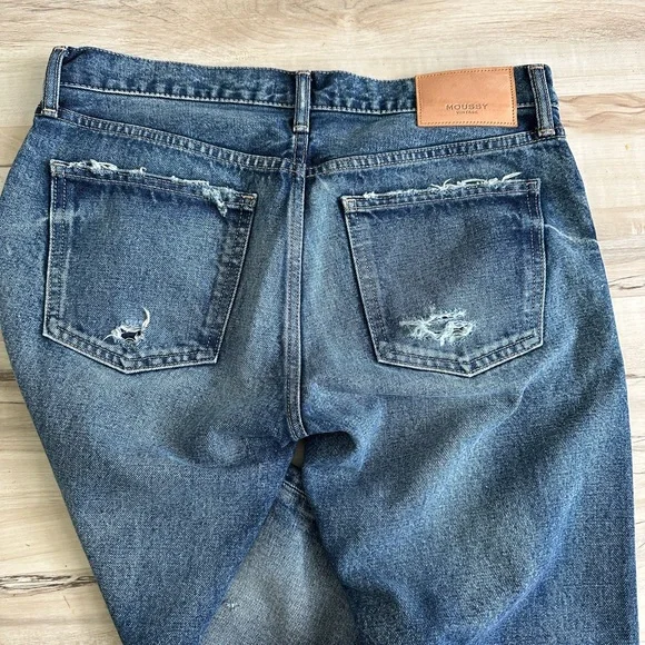 Moussy Women's Straight Leg Jeans - Distressed Blue - Picture 3 of 3